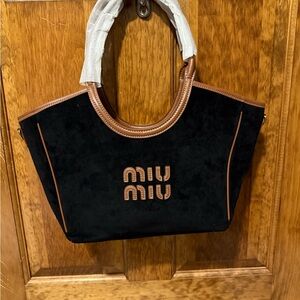NEW Black Brown Suede Tote bag